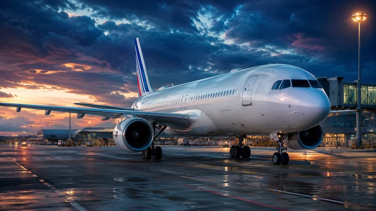 Avión de Air France en tierra frente a la terminal, ilustrando el reembolso de las tasas de Air France