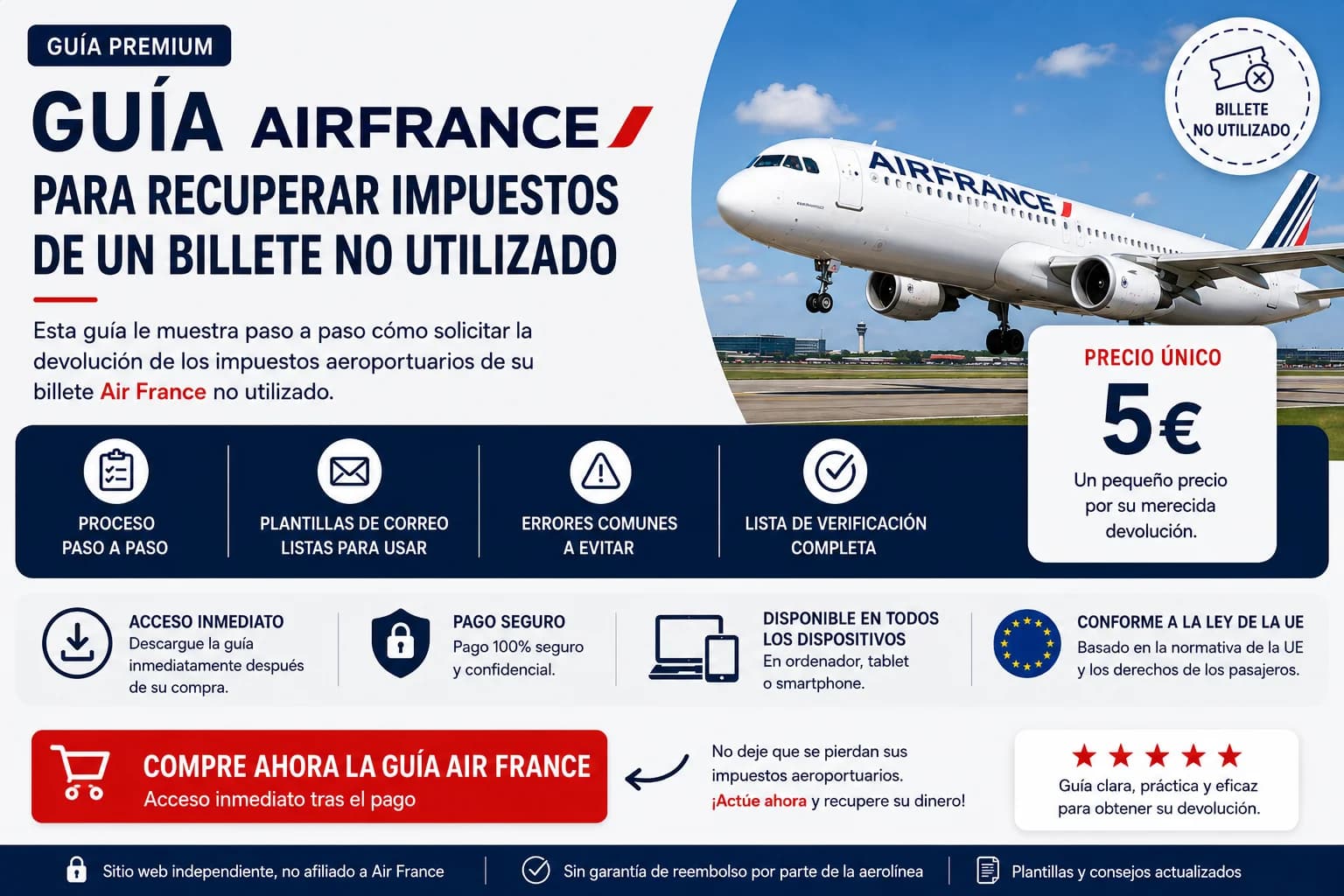 Guía Air France para solicitar el reembolso de las tasas de un billete no utilizado