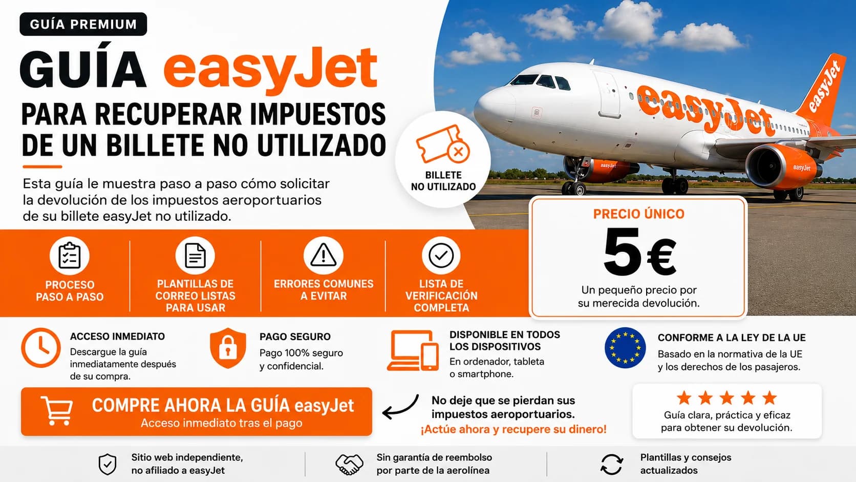 Guía easyJet para solicitar el reembolso de las tasas de un billete no utilizado